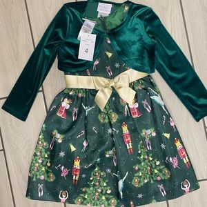 Green and gold Christmas dress with jacket